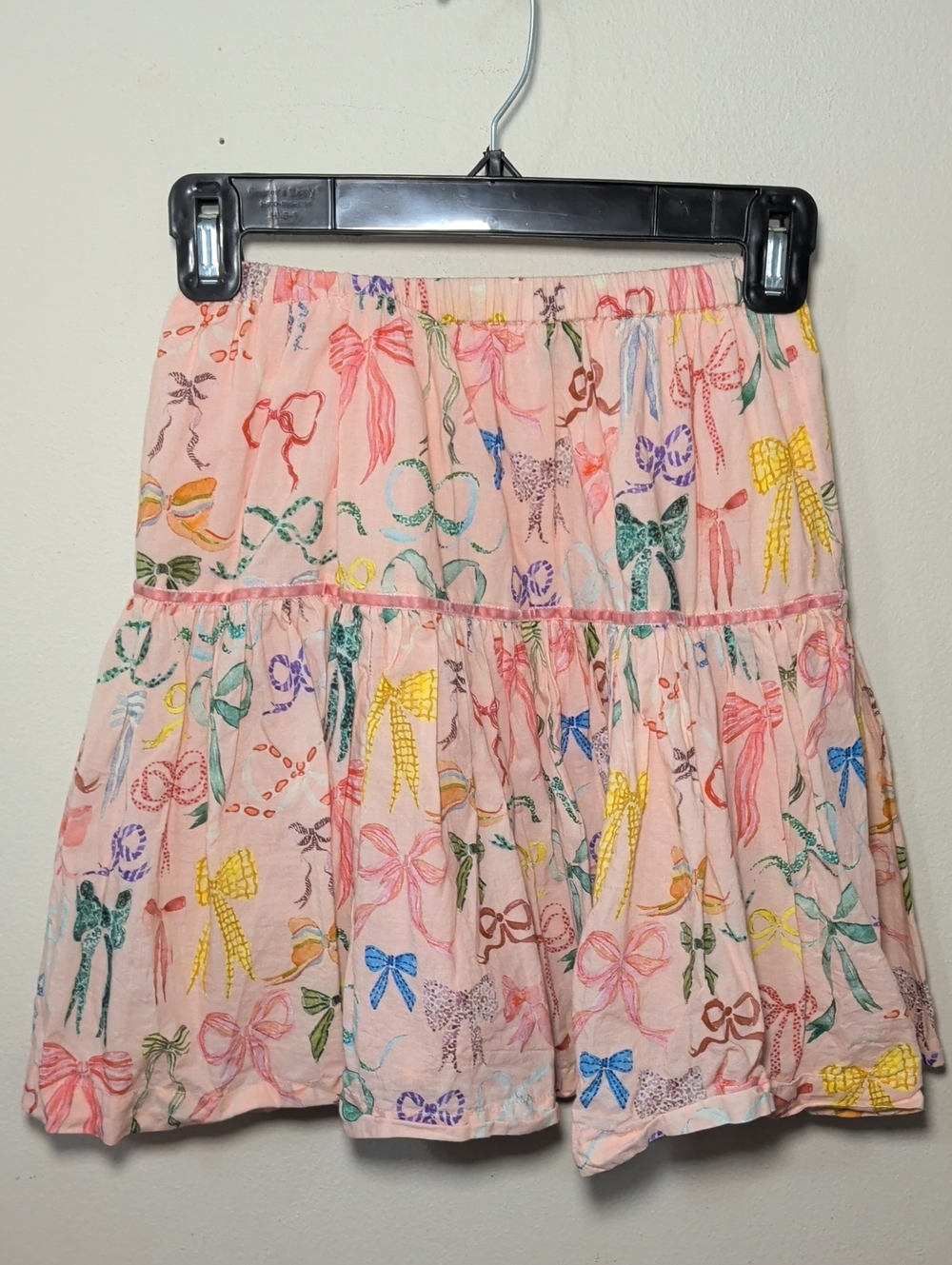 Pink Chicken Maribelle Skirt Watercolor Bows Print Colorful Cotton Girls Size 14